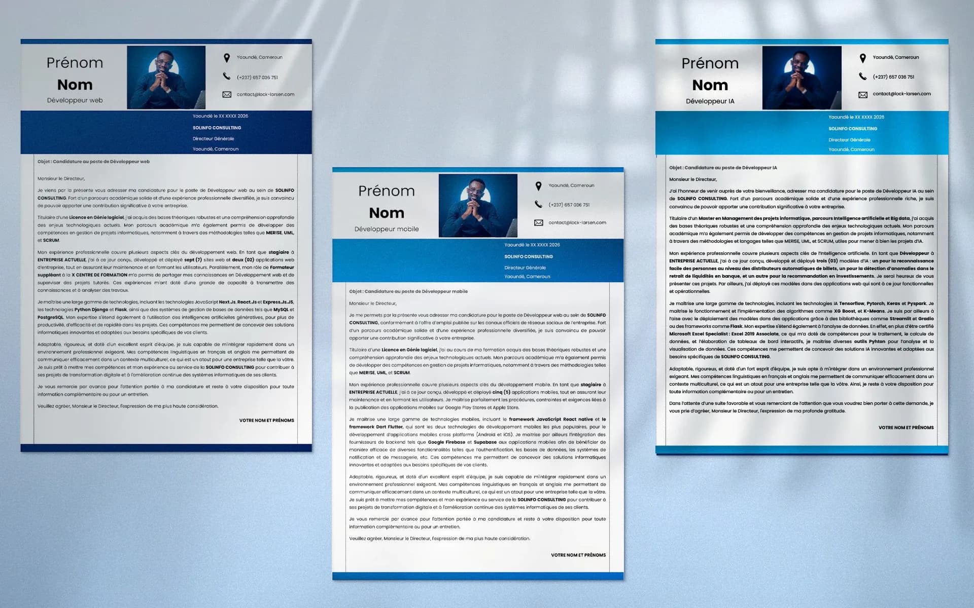 Template Lettres de motivation pour Développeur