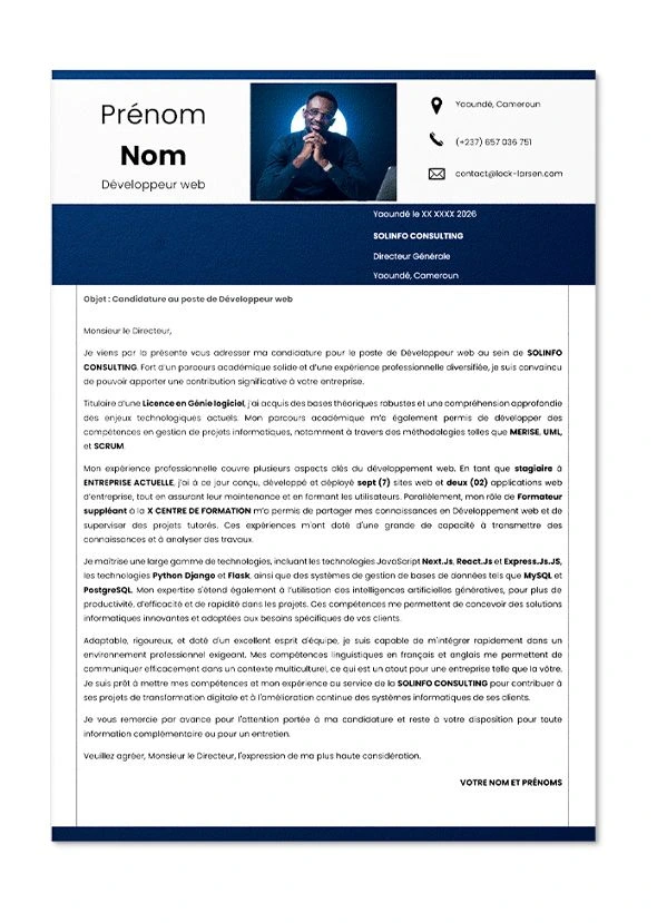 Template Lettres de motivation pour Développeur - Image 2