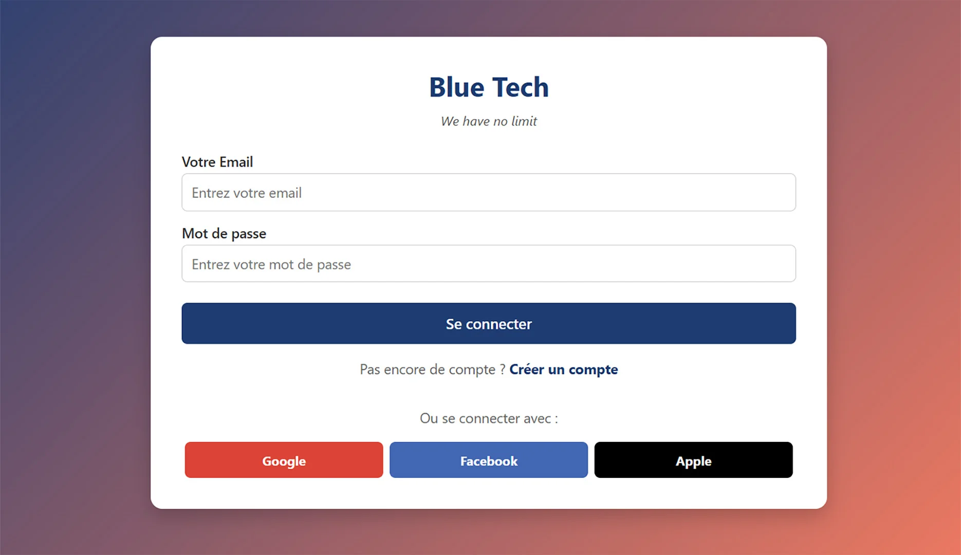 Blue Tech | Formulaire de connexion statique - Image 2