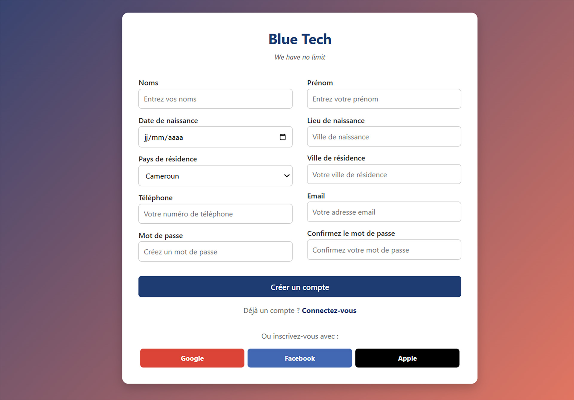 Blue Tech | Formulaire de connexion statique - Image 3